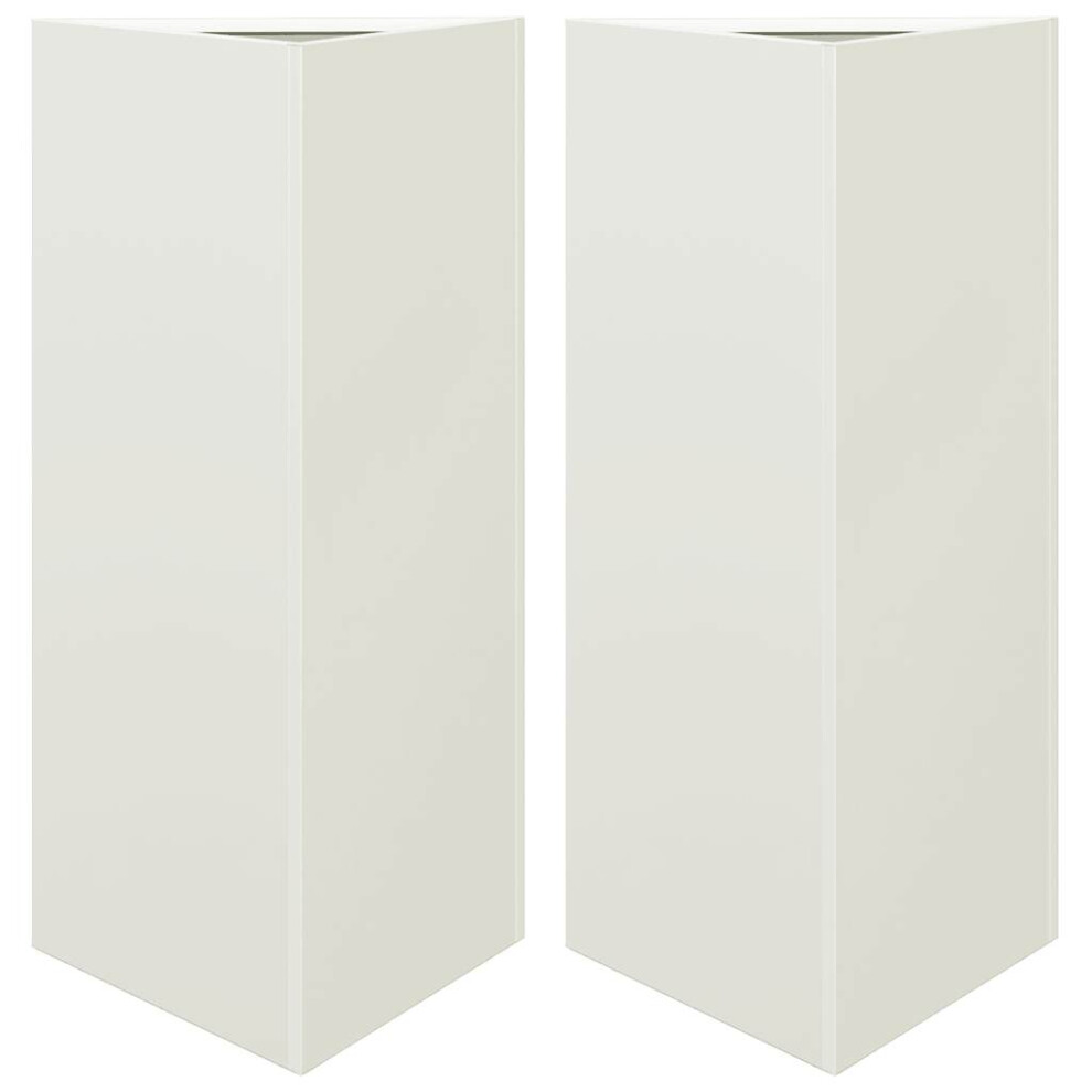 Vidaxl (White, 40 X 34.5 X 70 Cm/ 2 Pcs) Garden Planters Outdoor Flower Pot Patio Planter Box Triangular Steel