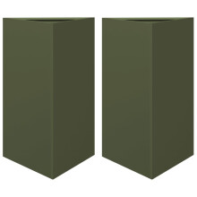 (olive green, 50 x 43 x 75 cm/ 2 pcs) vidaXL Garden Planters Outdoor Flower Pot Patio Planter Box Triangular Steel