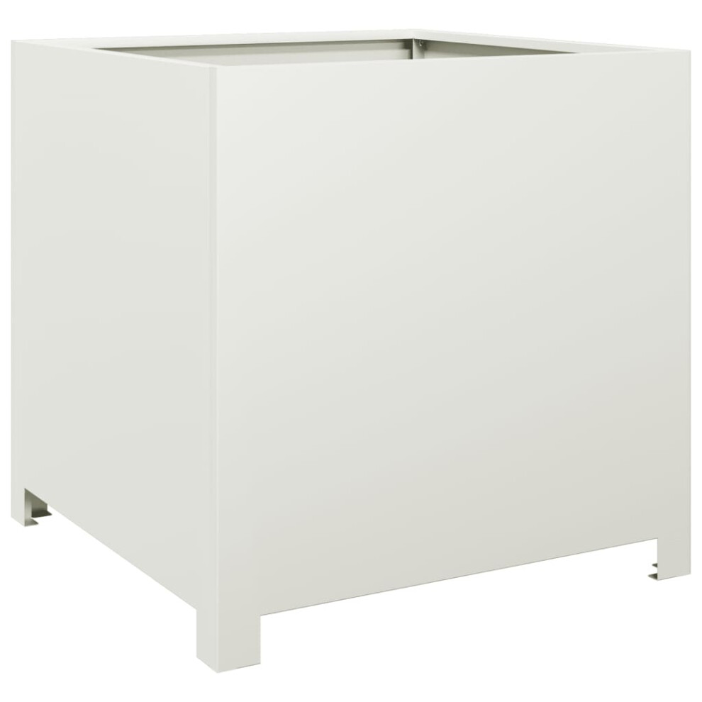 Vidaxl Garden Planter Plant Pot Flower Pot Outdoor Planter Box White Steel
