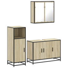 (sonoma oak) vidaXL 3 Piece Bathroom Furniture Set Smoked Oak Engineered Wood