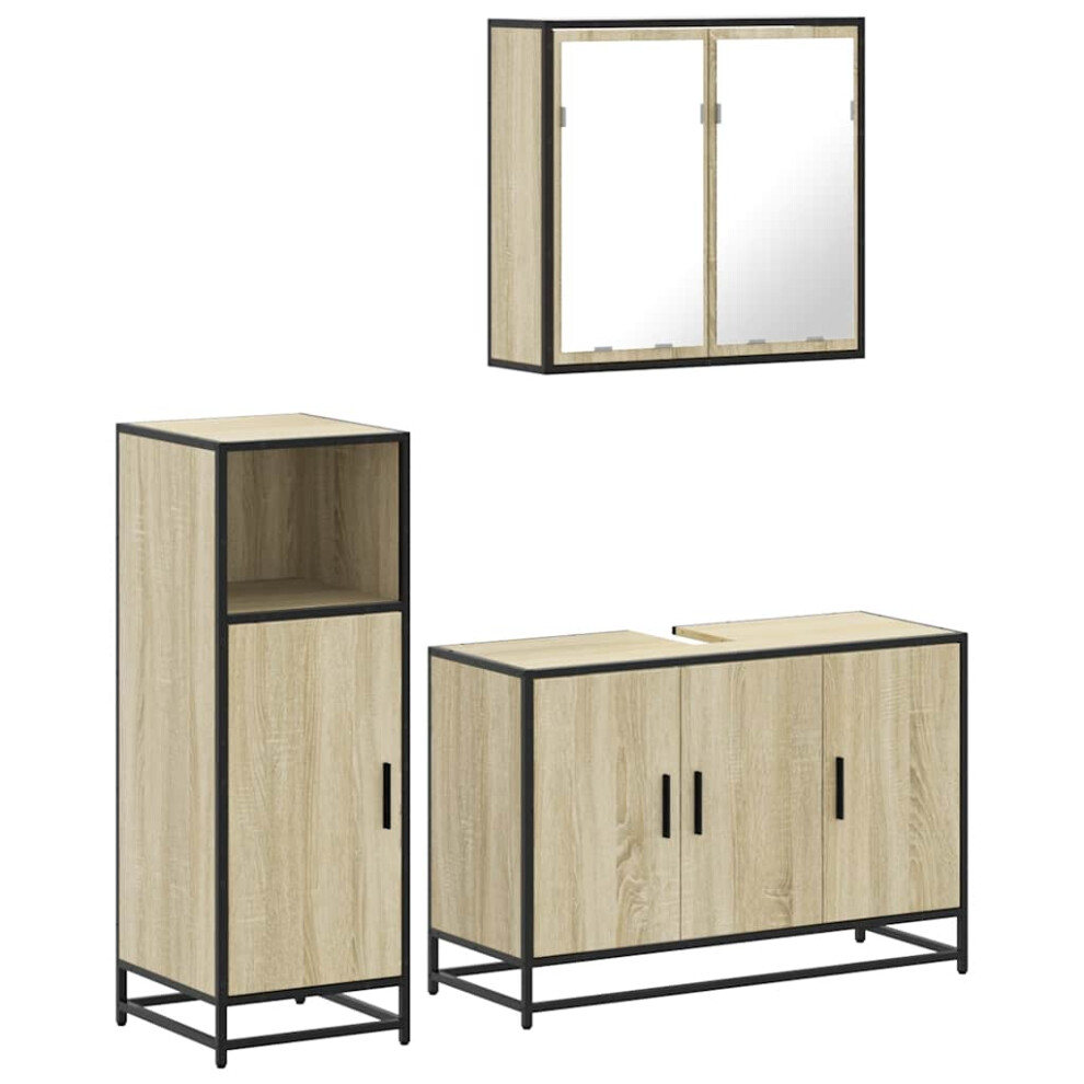 Vidaxl (Sonoma Oak) 3 Piece Bathroom Furniture Set Smoked Oak Engineered Wood