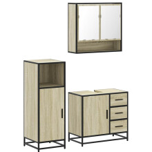(sonoma oak) vidaXL 3 Piece Bathroom Furniture Set Sonoma Oak Engineered Wood