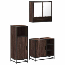 (brown oak) vidaXL 3 Piece Bathroom Furniture Set Brown Oak Engineered Wood