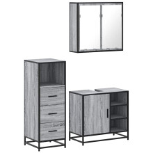 (grey sonoma) vidaXL 3 Piece Bathroom Furniture Set Sonoma Oak Engineered Wood