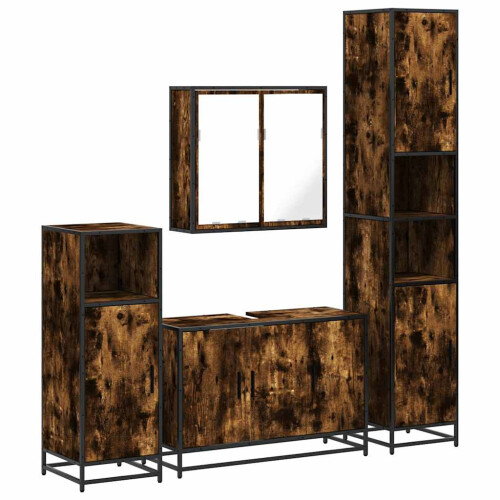 VidaXL vidaXL 4-tlg. Badmöbel-Set Räuchereiche Holzwerkstoff