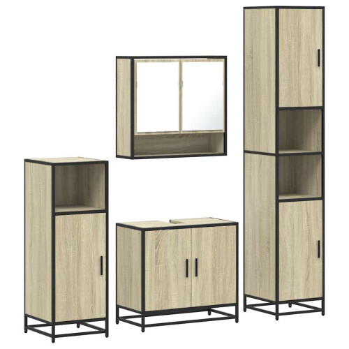 VidaXL vidaXL 4-tlg. Badmöbel-Set Sonoma-Eiche Holzwerkstoff