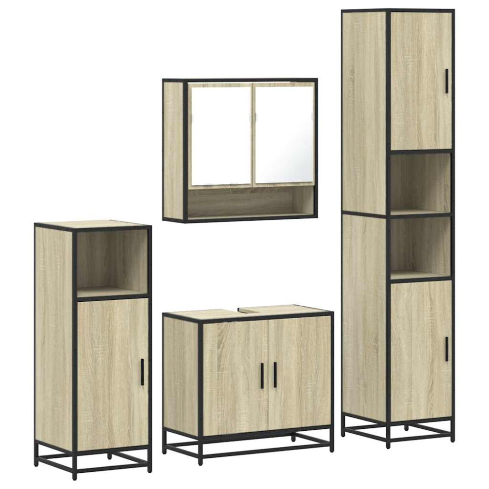 Vidaxl (Sonoma Oak) 4Â Piece Bathroom Furniture Setâ Brown Oak Engineered Wood