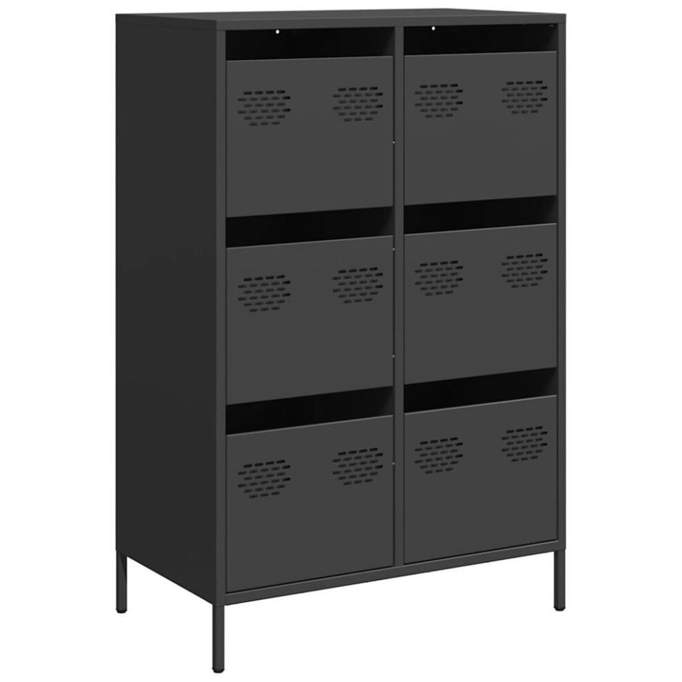 Vidaxl Highboard 68X39x101.5 Cm Steel Book Cabinet Modern Book Cabinet Black
