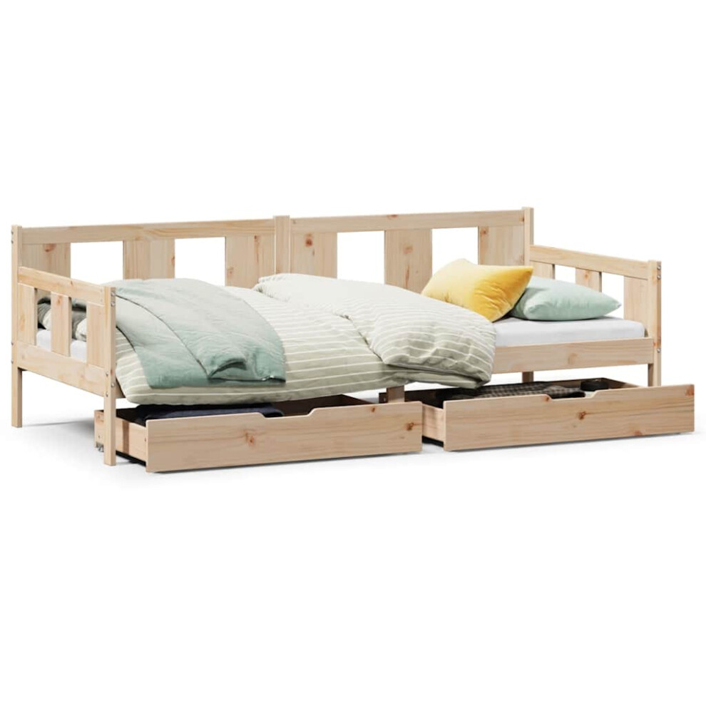 Vidaxl (90 X 190 Cm) Daybed With Drawers Sofa Bed Guest Bed Couch 80X200 Cm Solid Wood Pine