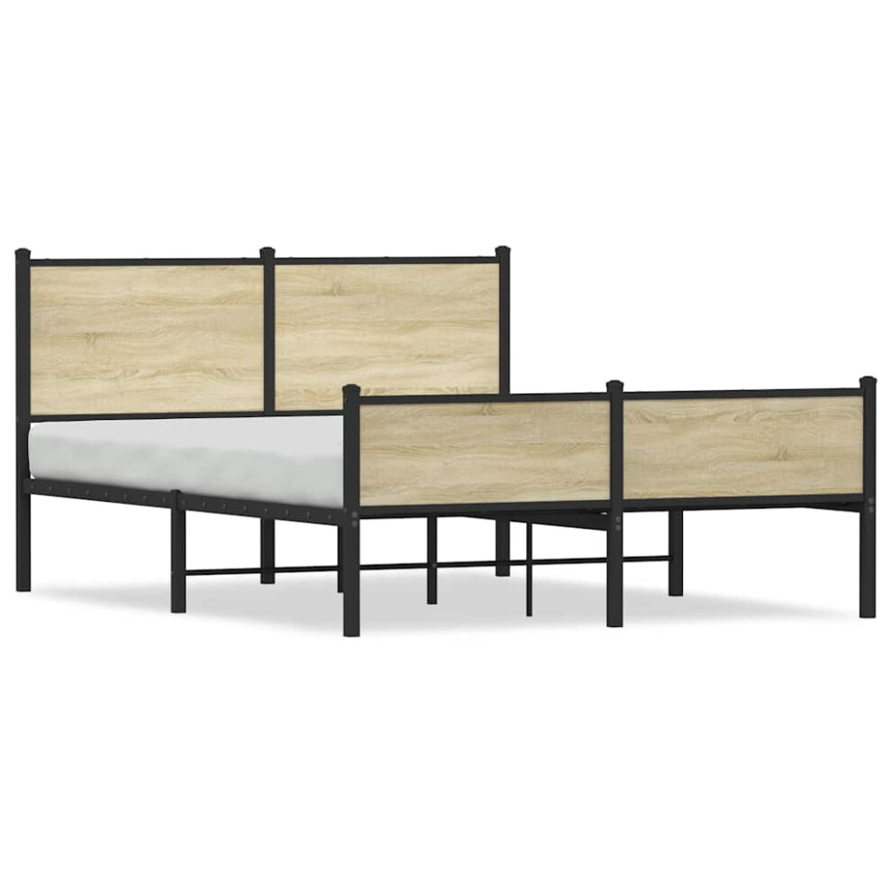 Vidaxl Metal Bed Frame With Headboard And Footboard Sonoma Oak 140X190 Cm