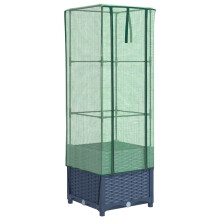 vidaXL Hochbeet mit Gewächshaus-Aufsatz Rattan-Optik 40x40x139 cm