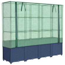 vidaXL Hochbeet mit Gewächshausabdeckung Rattanoptik 160x40x153 cm