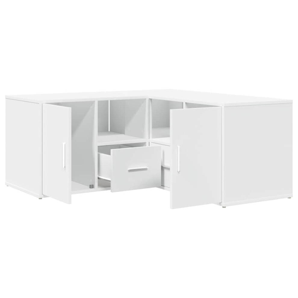 Vidaxl (White) Corner Cabinet Corner Shelf Unit Bookcase Engineered Wood White