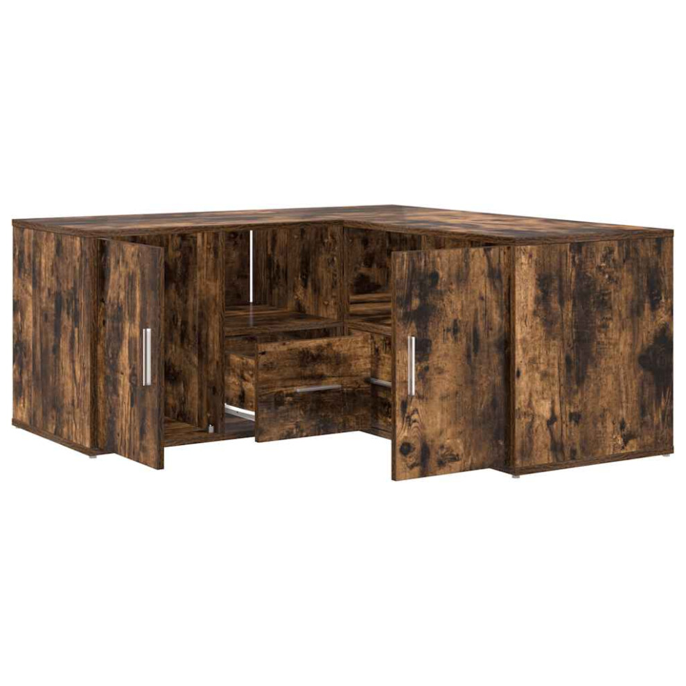 Vidaxl (Smoked Oak) Corner Cabinet Corner Shelf Unit Bookcase Engineered Wood Brown