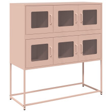 (pink) vidaXL Sideboard White 100.5x39x107 cm Cold-rolled Steel storage cabinet