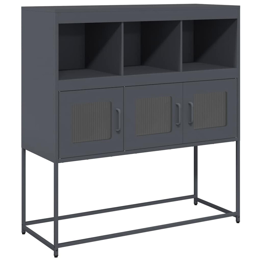 Vidaxl (Anthracite) Sideboard Mustard Yellow 100.5X39x107 Cm Cold-Rolled Steel