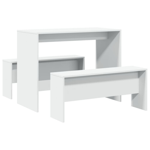 VidaXL (white) vidaXL Dining Table and Bench Set 3 Piece Dinner Table Set Engineered Wood
