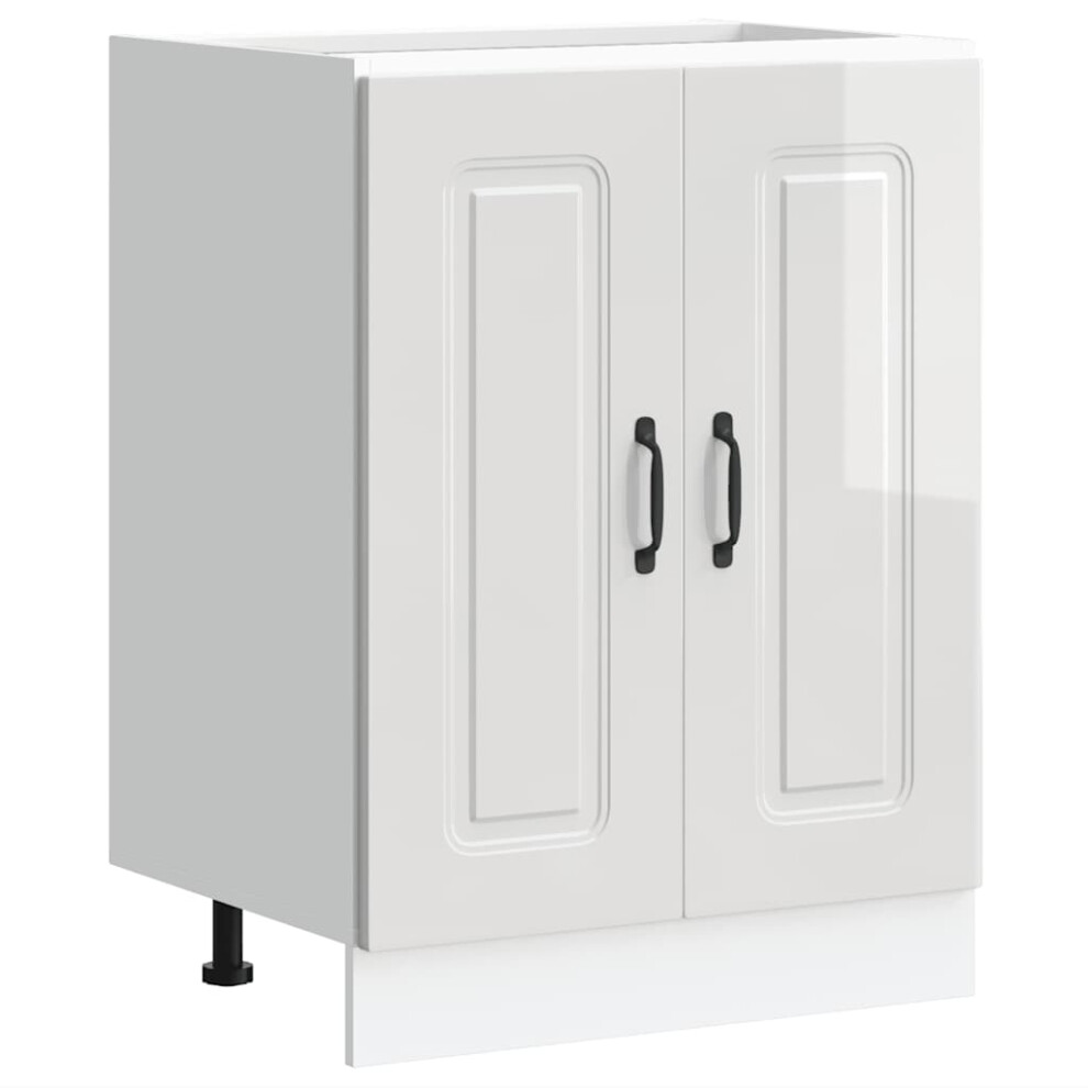 vidaXL Sink Base Cabinet Kalmar High Gloss White 60x46x81.5 cm Engineered Wood