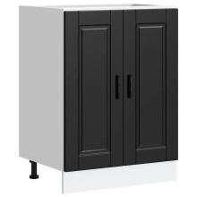 vidaXL Porto Black Engineered Wood Kitchen Base Cabinet with Adjustable Feet, 60x46x81.5 cm, 70 kg capacity