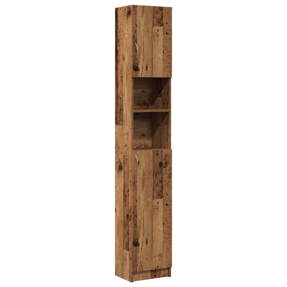 Vidaxl (Old Wood) Bathroom Cabinet Cupboard Storage Rack Washer Shelf Engineered Wood