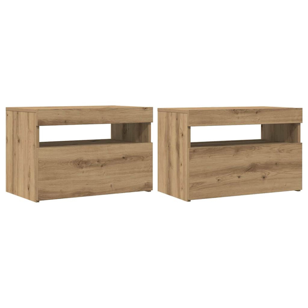 Vidaxl Tv Cabinets With Led Lights Tv Stand 2 Pcs Artisan Oak Engineered Wood
