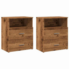 (old wood, 2 pcs) vidaXL Bed Cabinet Bedside Cabinet Storage Cabinet Nightstand Bed Side Table