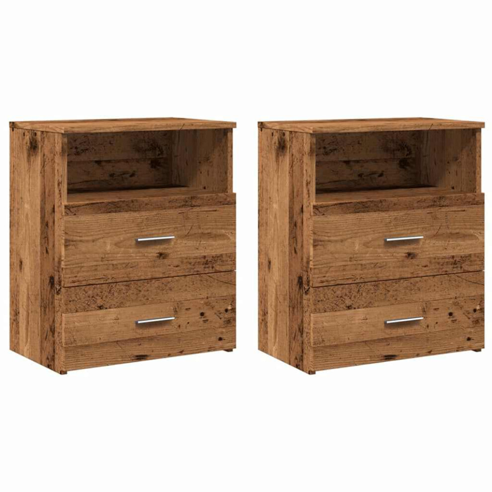 Vidaxl (Old Wood, 2 Pcs) Bed Cabinet Bedside Cabinet Storage Cabinet Nightstand Bed Side Table