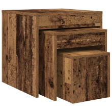 (old wood) vidaXL Nesting Tables Living Room Side Table End Table 3 pcs Engineered Wood