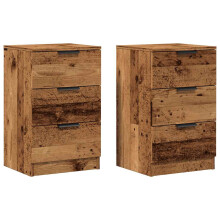 (old wood, 2 pcs) vidaXL Bedside Cabinets Night Stand End Table Side Table Bed Drawer Cabinet