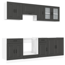 (black) vidaXL 8 Piece Kitchen Cabinet Set Kalmar Grey Sonoma Engineered Wood