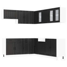 (black) vidaXL 11 Piece Kitchen Cabinet Set Lucca Black Engineered Wood