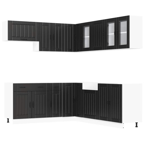 VidaXL (black) vidaXL 11 Piece Kitchen Cabinet Set Lucca Black Engineered Wood