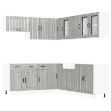 (grey sonoma) vidaXL 11 Piece Kitchen Cabinet Set Lucca Black Engineered Wood