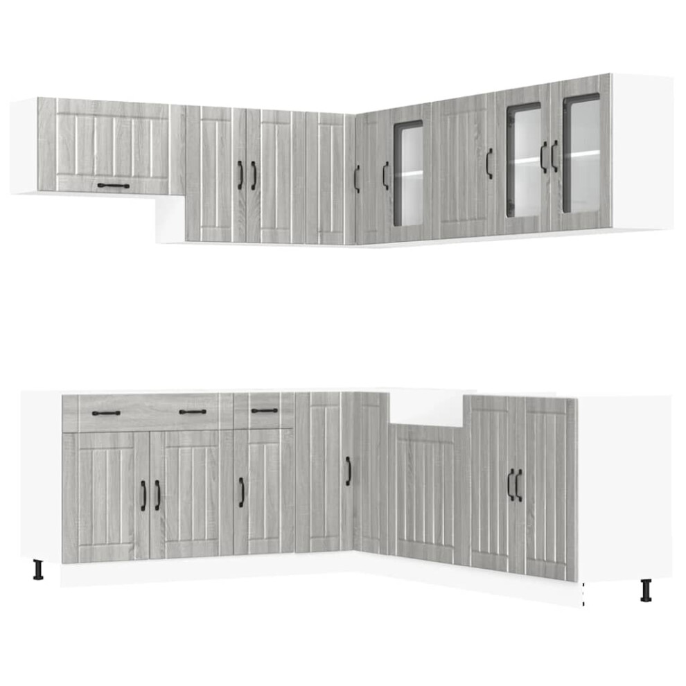 (Grey Sonoma) Vidaxl 11 Piece Kitchen Cabinet Set Lucca Black Engineered Wood