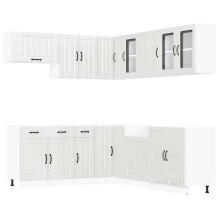 (high gloss white) vidaXL 11 Piece Kitchen Cabinet Set Lucca Black Engineered Wood