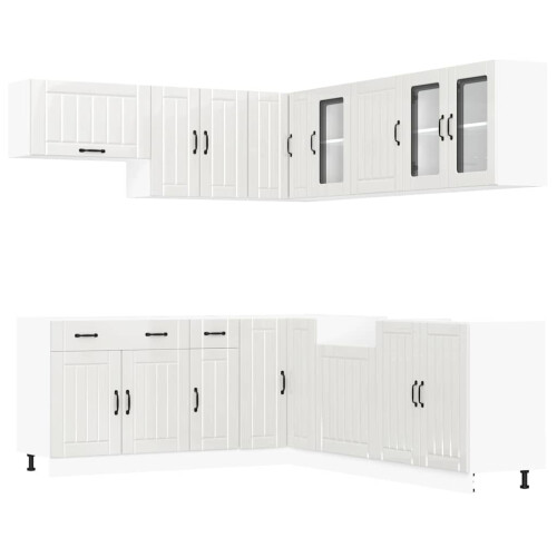 VidaXL (high gloss white) vidaXL 11 Piece Kitchen Cabinet Set Lucca Black Engineered Wood