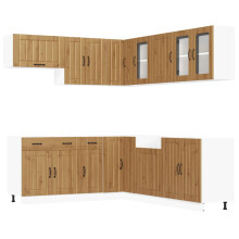 (artisan oak) vidaXL 11 Piece Kitchen Cabinet Set Lucca Black Engineered Wood