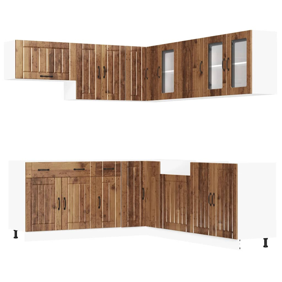 Vidaxl (Old Wood) 11 Piece Kitchen Cabinet Set Lucca Black Engineered Wood