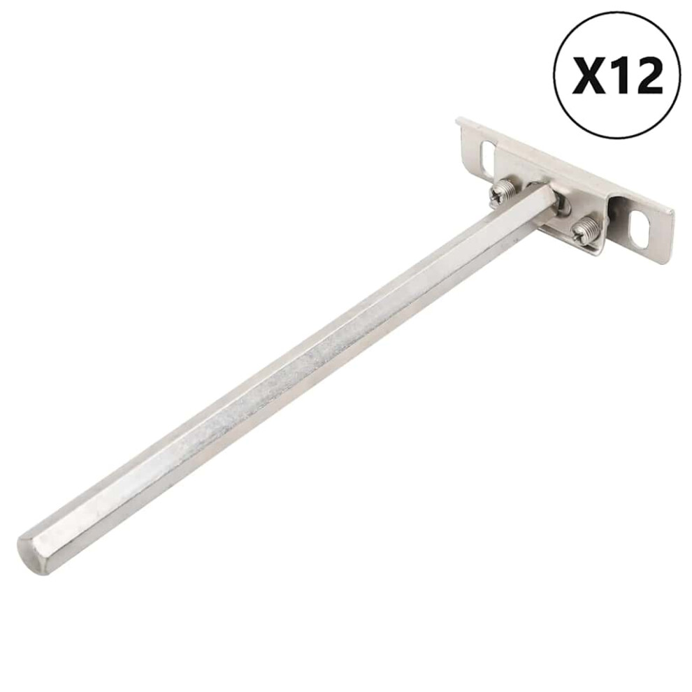 Vidaxl (12 X 200 Mm) Floating Shelf Brackets 12Pcs Invisible Wall Storage Shelf Carbon Steel