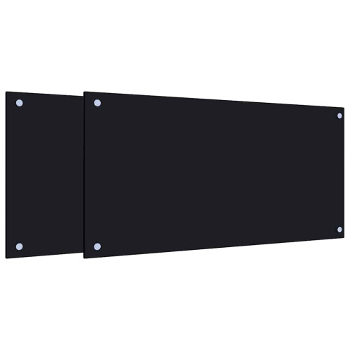 VidaXL (black, 80 x 40 cm) vidaXL Kitchen Backsplash Wall Tile Panel Kitchen Back Wall Tempered Glass