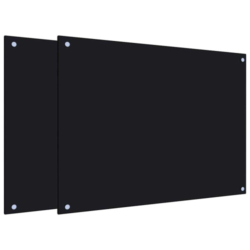 VidaXL (black, 80 x 60 cm) vidaXL Kitchen Backsplash Wall Tile Panel Kitchen Back Wall Tempered Glass