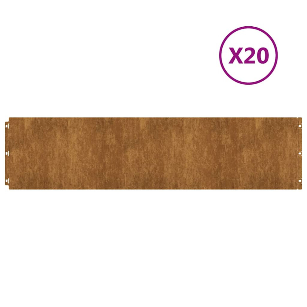 vidaXL Lawn Edgings 20 pcs 25x103 cm Flexible Weathering Steel garden edging