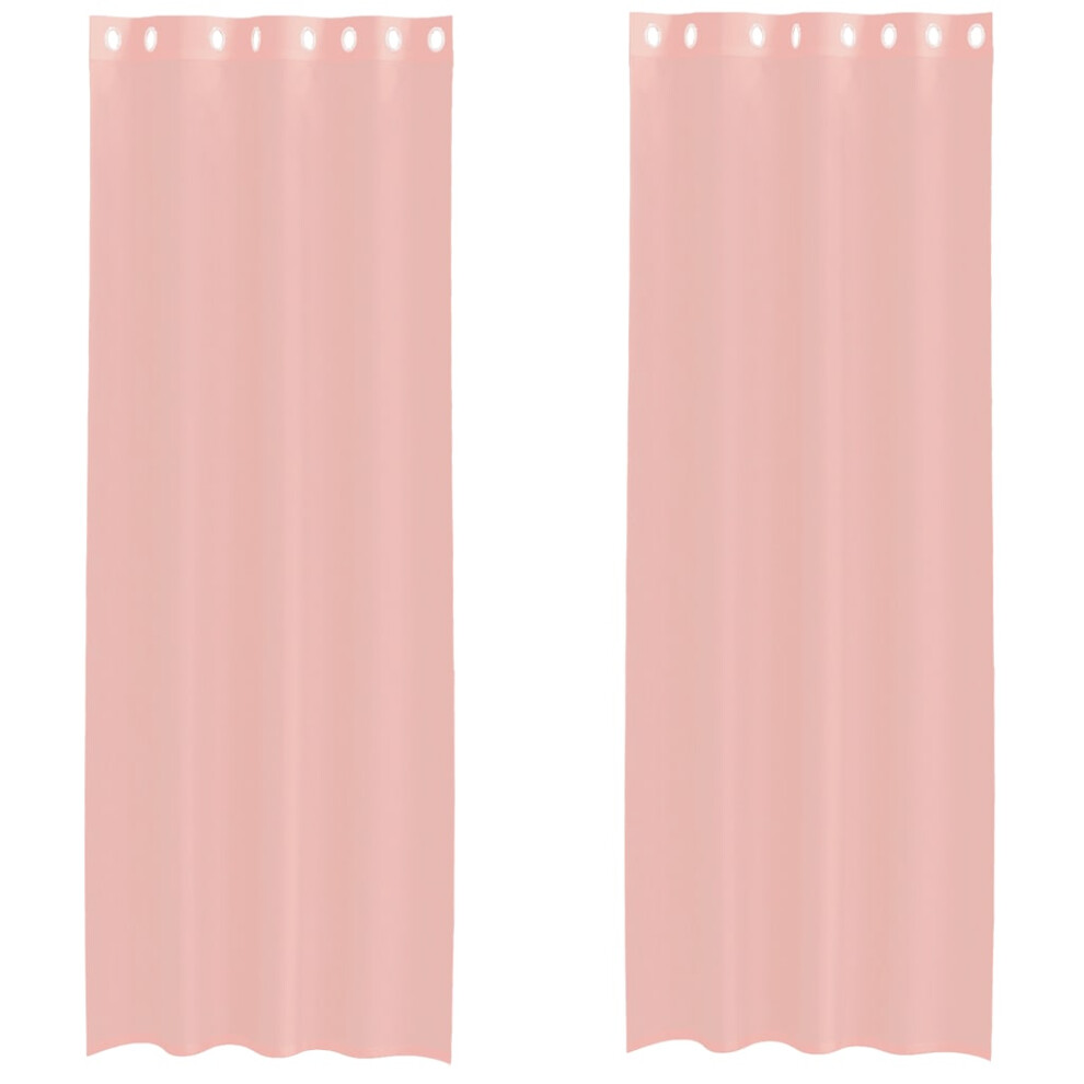 Vidaxl (Pink, 140 X 300 Cm) Voile Curtains 2 Pcs Net Curtain Sheer Curtain