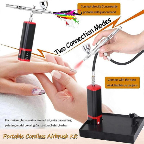 Dual Action Extra Battery Airbrush Kit with Compressor Replaceable Battery Cordless Air Brush Set f 1