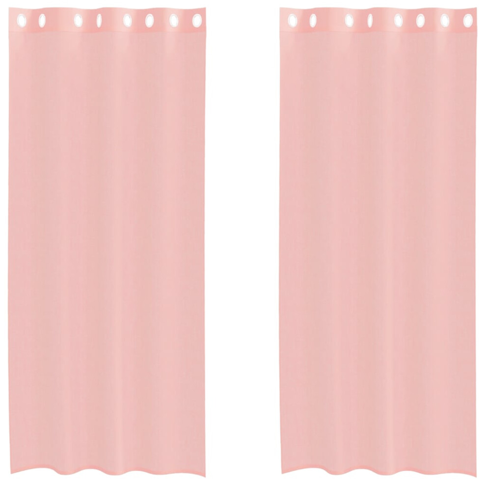 Vidaxl (Pink, 140 X 225 Cm) Voile Curtains With Grommets 2 Pcs Apple Green 140X225 Cm Net Curtain