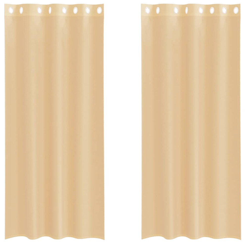 Vidaxl (Sand, 140 X 245 Cm) Voile Curtains With Grommets 2 Pcs Apple Green 140X225 Cm Net Curtain