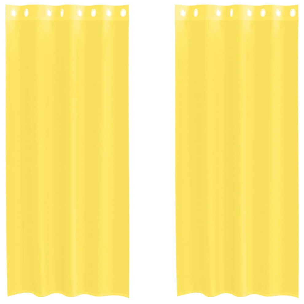 Vidaxl (Yellow, 140 X 225 Cm) Voile Curtains With Grommets 2 Pcs Apple Green 140X225 Cm Net Curtain