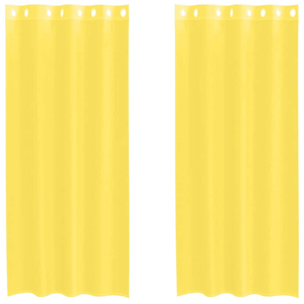 Vidaxl (Yellow, 140 X 245 Cm) Voile Curtains With Grommets 2 Pcs Apple Green 140X225 Cm Net Curtain
