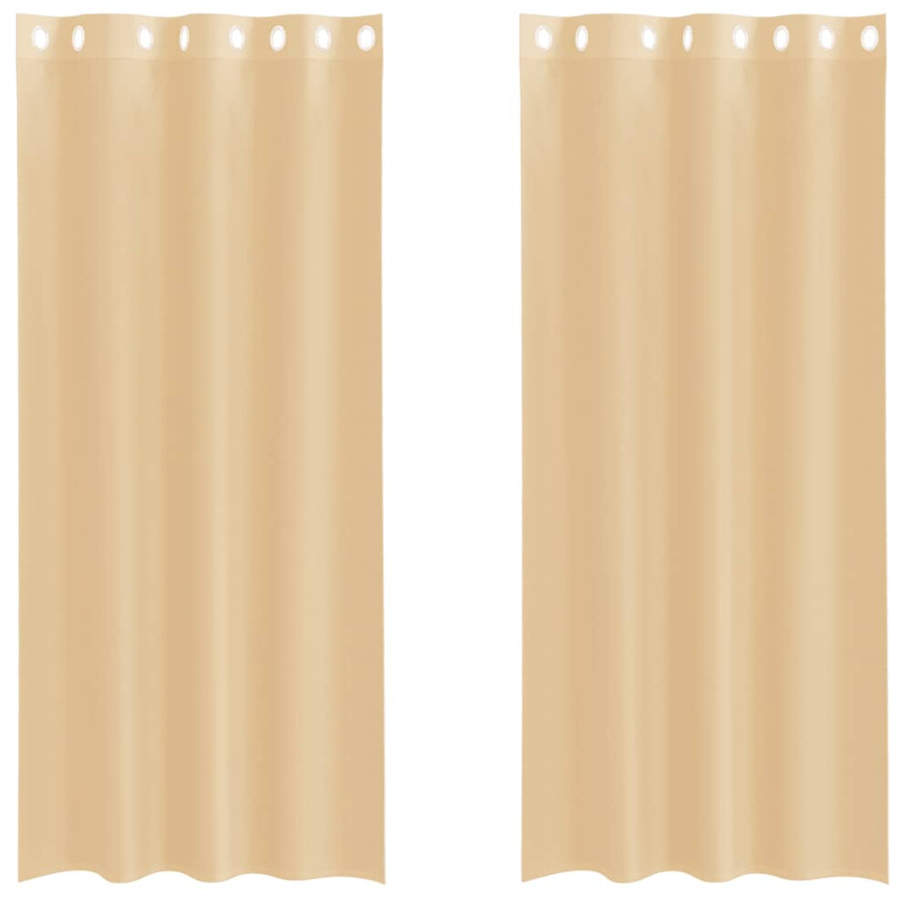 Vidaxl (Sand, 140 X 225 Cm) Voile Curtains With Grommets 2 Pcs Apple Green 140X225 Cm Net Curtain