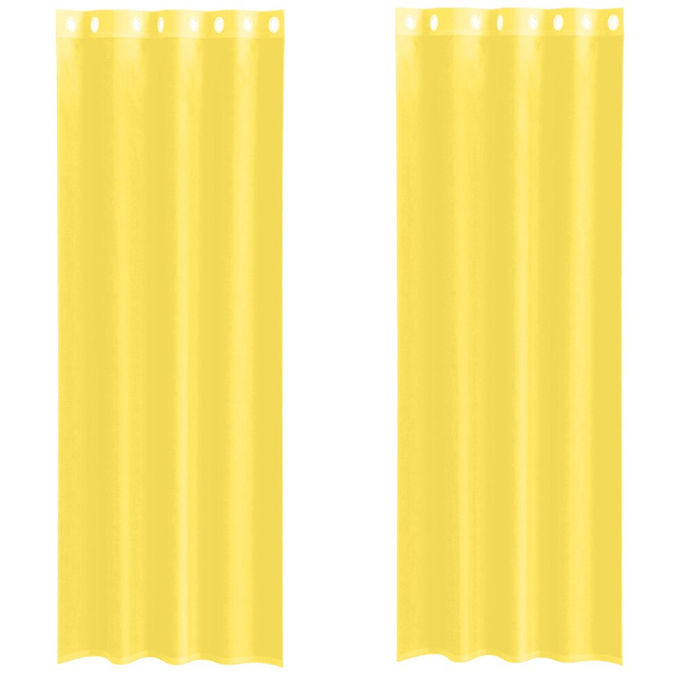 Vidaxl (Yellow, 140 X 260 Cm) Voile Curtains With Grommets 2 Pcs Apple Green 140X225 Cm Net Curtain